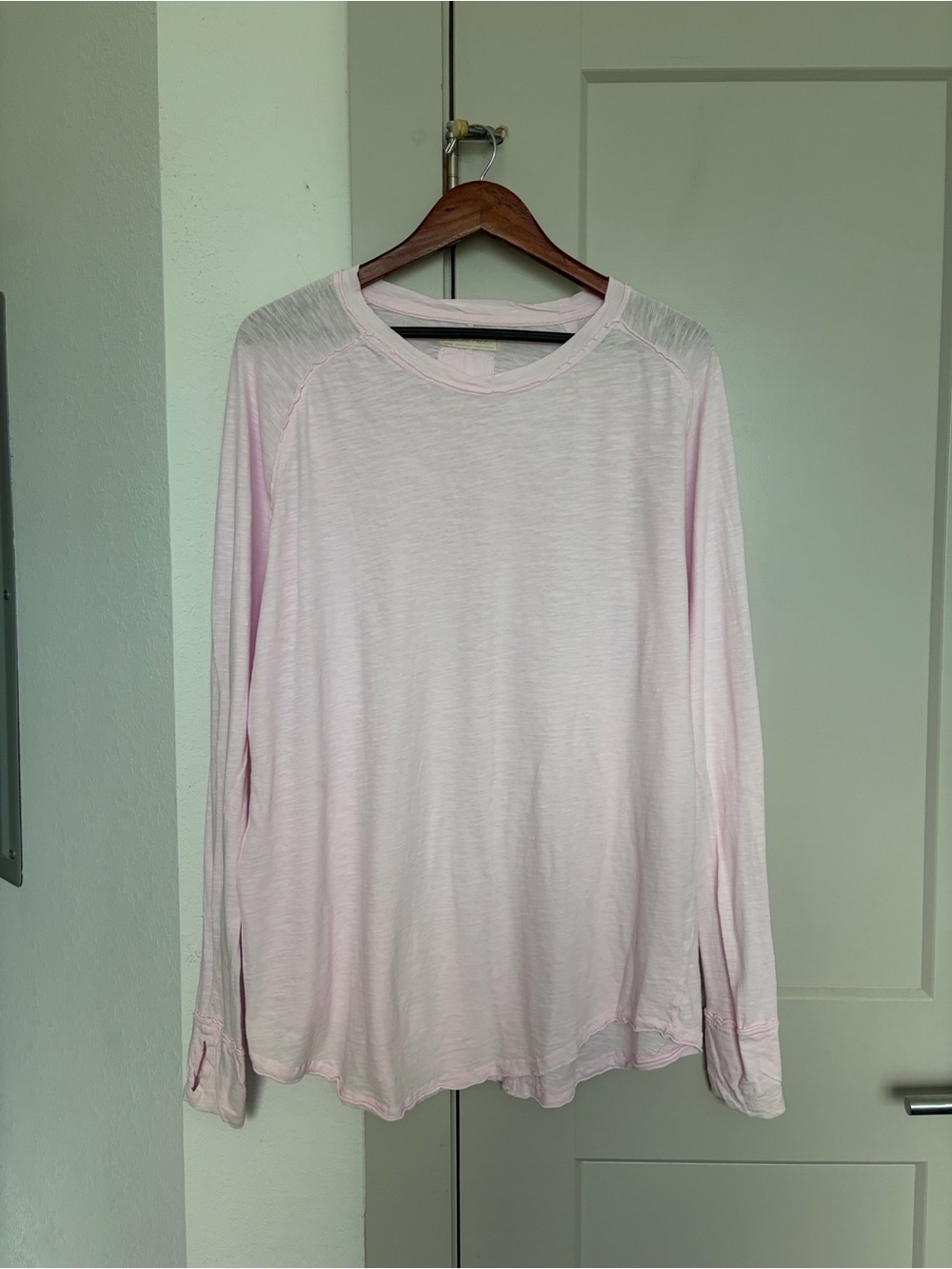 WE THE FREE LINE BY LINE LONG SLEEVE TEE LIGHT PINK WOMENS MEDIUM